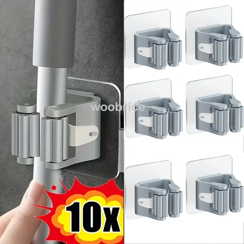 Commercial Kitchen Utensil Holder - Mop Holder Self-adhesive Broom Stand Wall