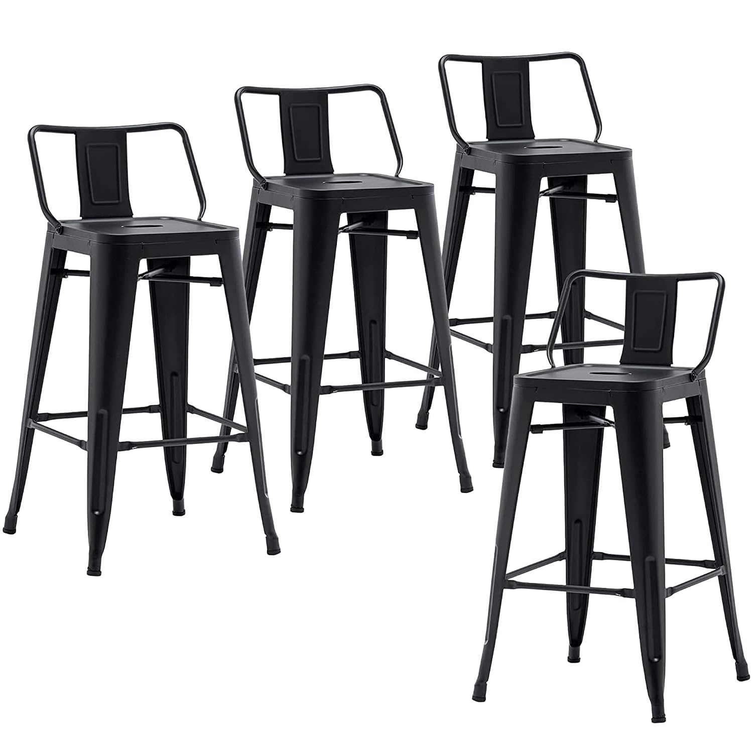 Commercial Kitchen And Bar - Industrial Metal Bar Stools with Backs