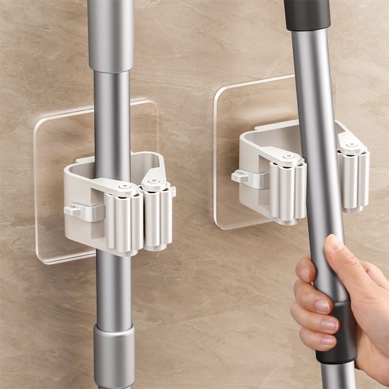 Commercial Kitchen Utensil Holder - No-drill Hooks Adhesive Wall Hanging Mop