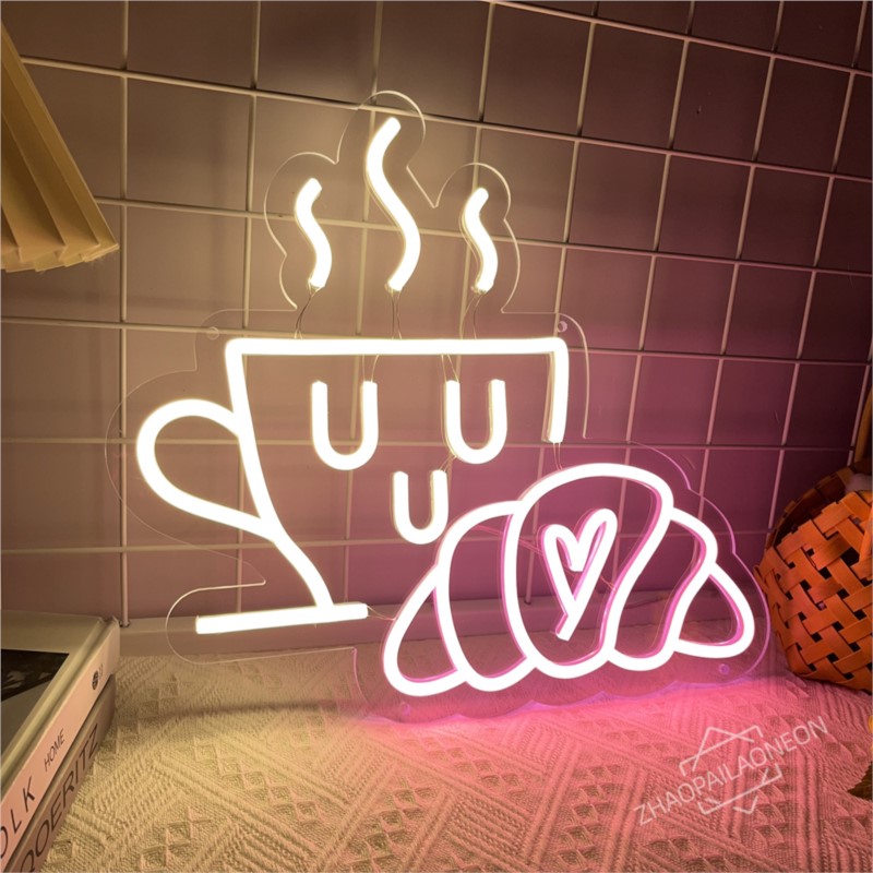 Coffee Bread Neon Sign Croissa - Commercial Kitchen Light recension och pris