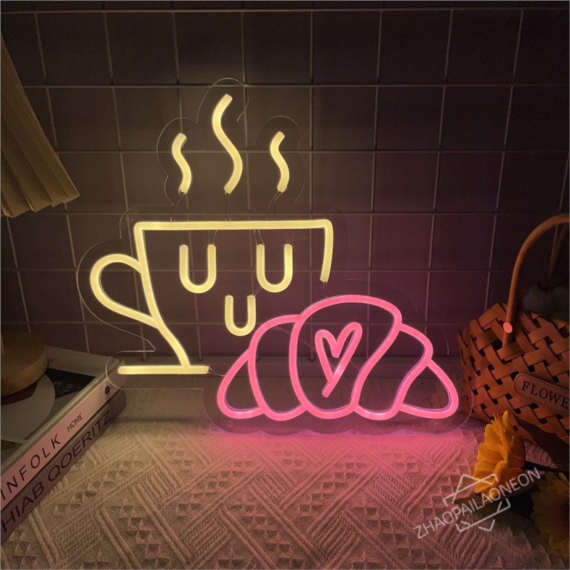 Coffee Bread Neon Sign Croissa - Commercial Kitchen Light recension och pris