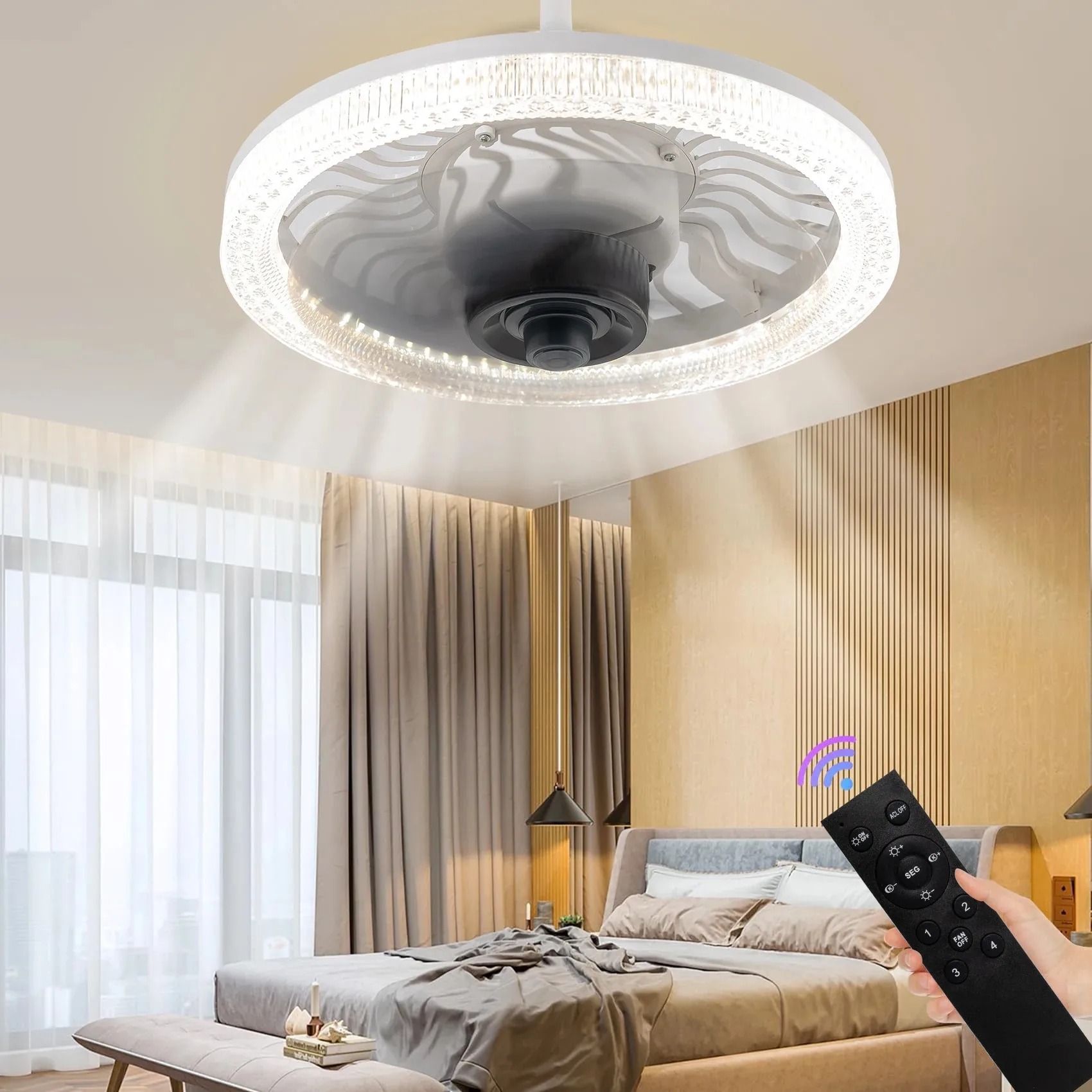 Smart LED Ceiling Fan Light wi - Commercial Kitchen Lighting recension och pris