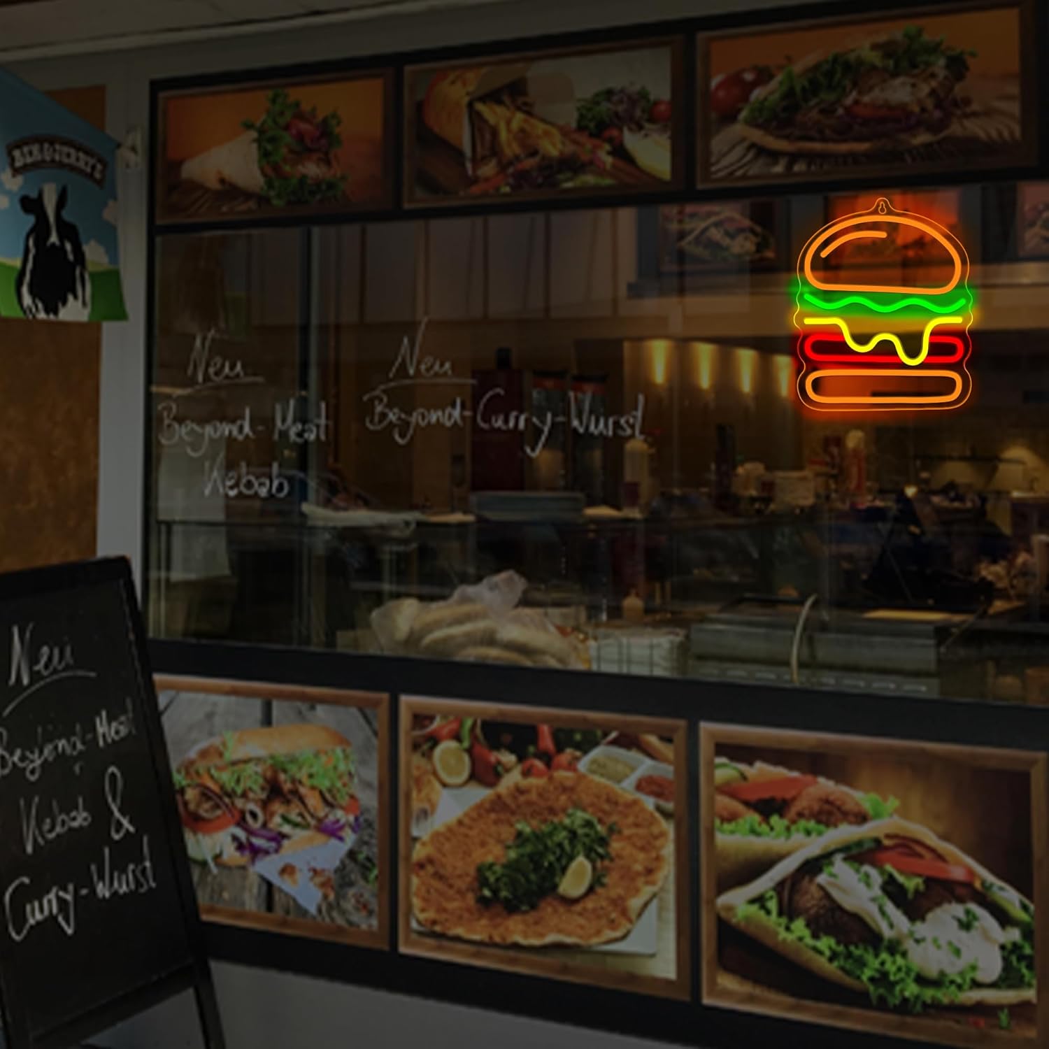 Burger Neon Sign with Layered  - Commercial Kitchen Light recension och pris